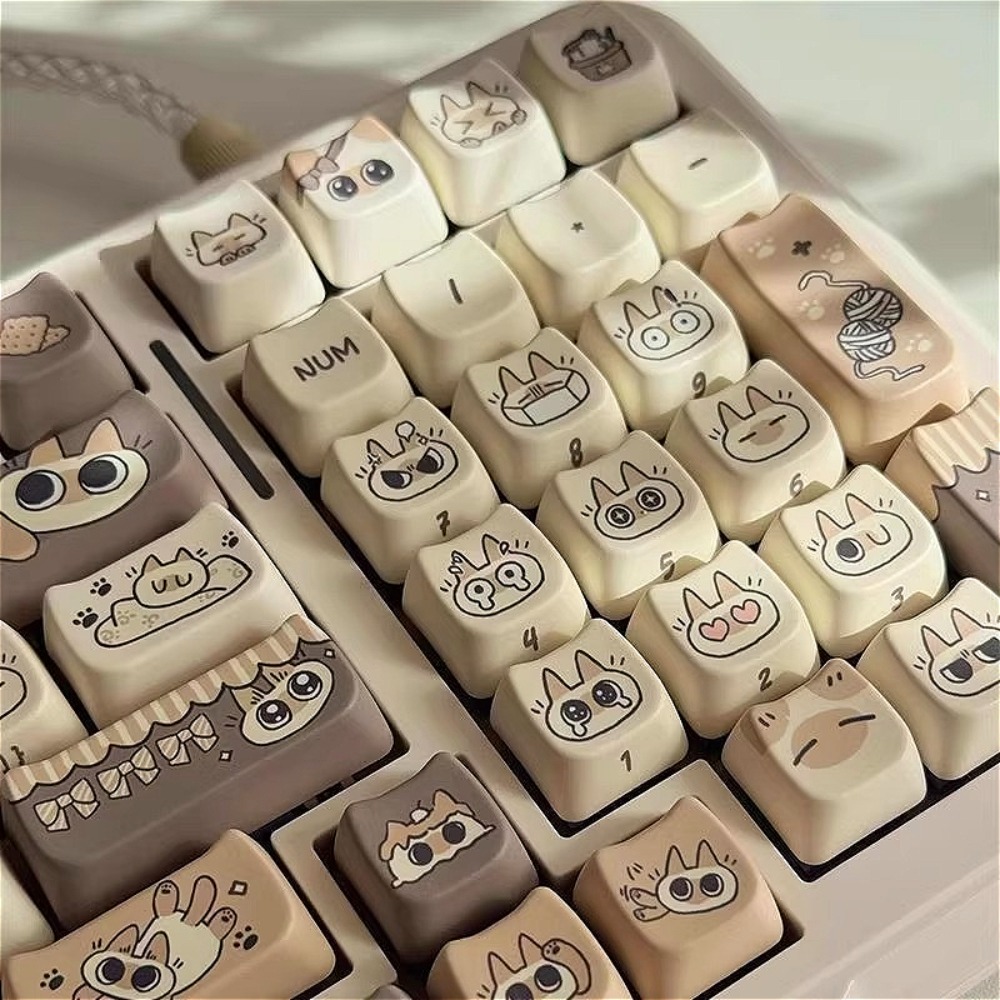 Gaming Keyboard Tkl - Süße Katzen-Tastenkappe MAO-Profil PBT-Material Dye-Sub für