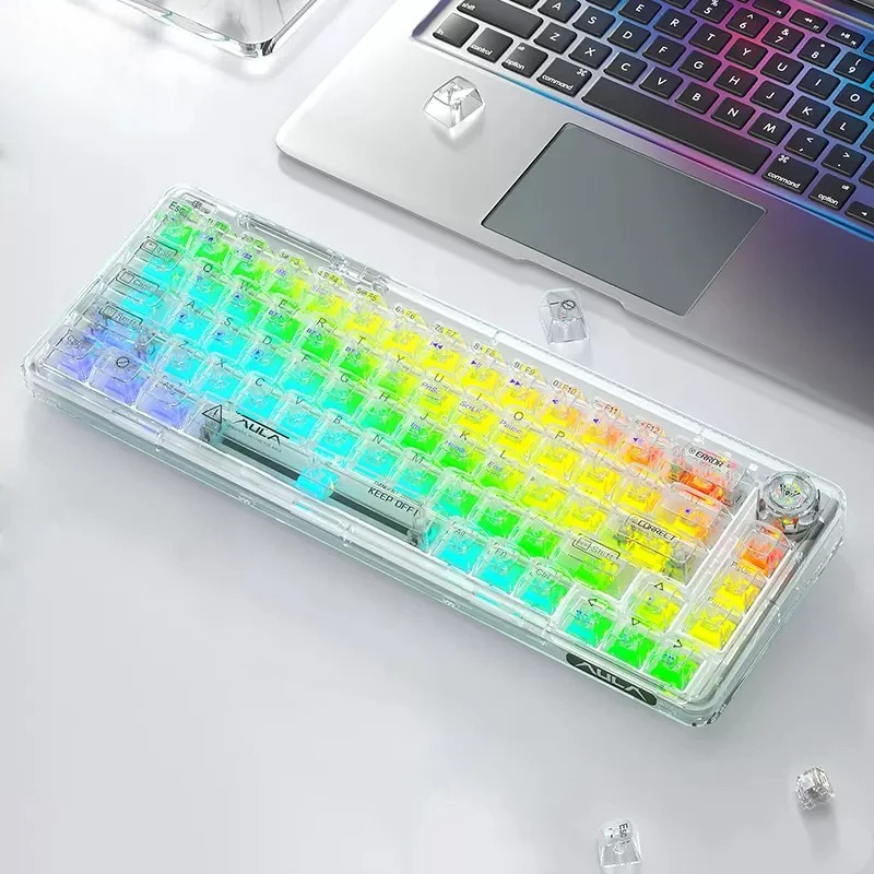 Keyboard Gaming Transparent - F68 60 % kompakte, transparente, kabellose