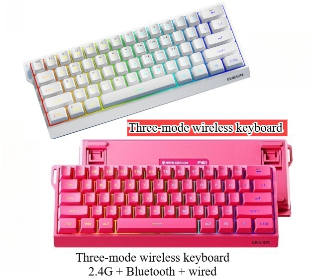 Gaming Keyboard No Noise - Kabellose Mini-Tastatur mit 61 Tasten, Bluetooth