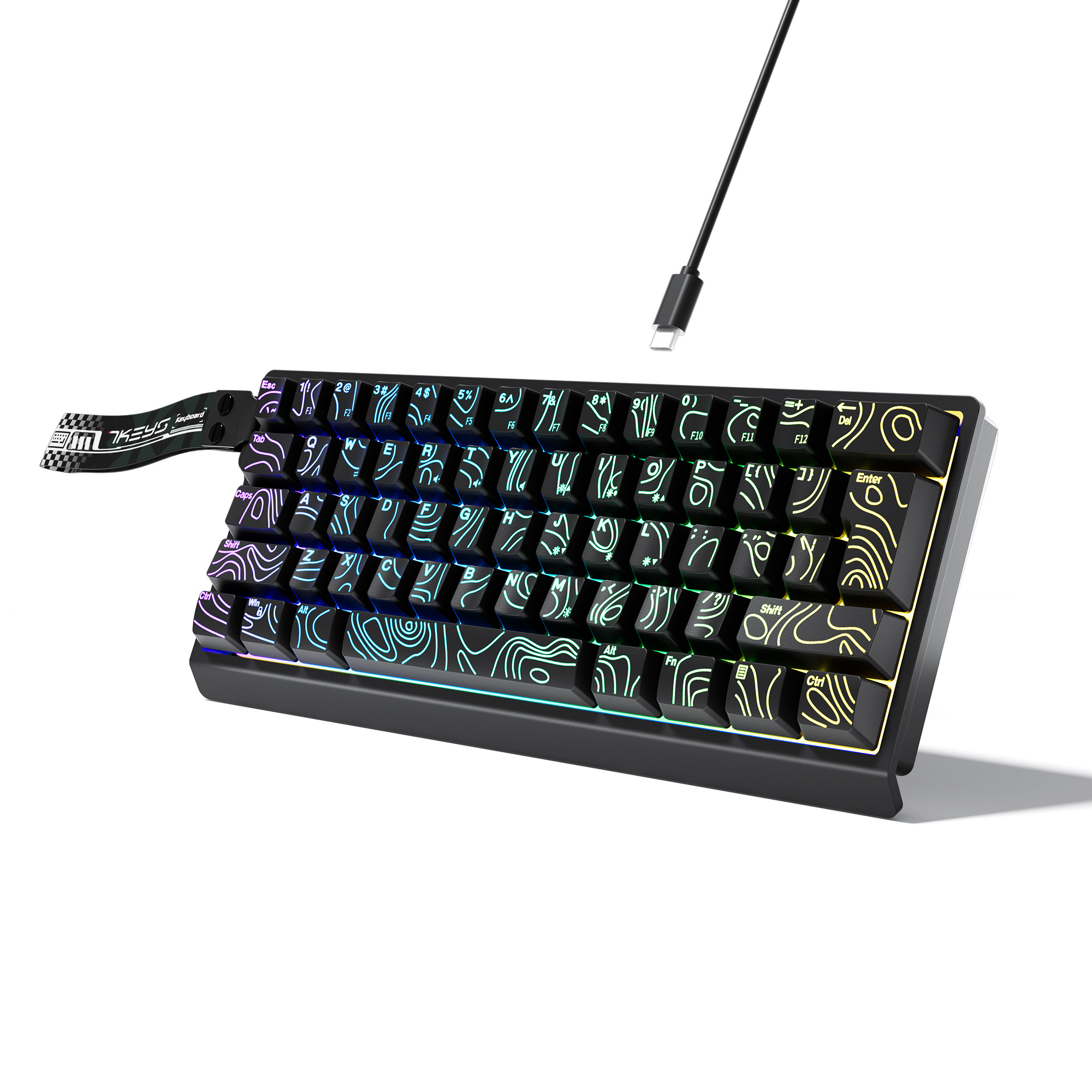 Keyboard Gaming Transparent - 60% kompakte kabelgebundene Tastatur mit RGB-Hintergrundbeleuchtung