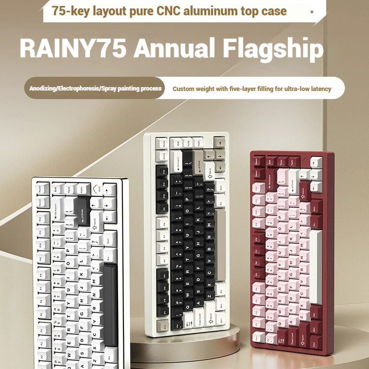 Gaming Keyboard Esports - Drahtlose Bluetooth RAINY75 maßgeschneiderte Gaming-Tastatur, Aluminiumgehäuse,