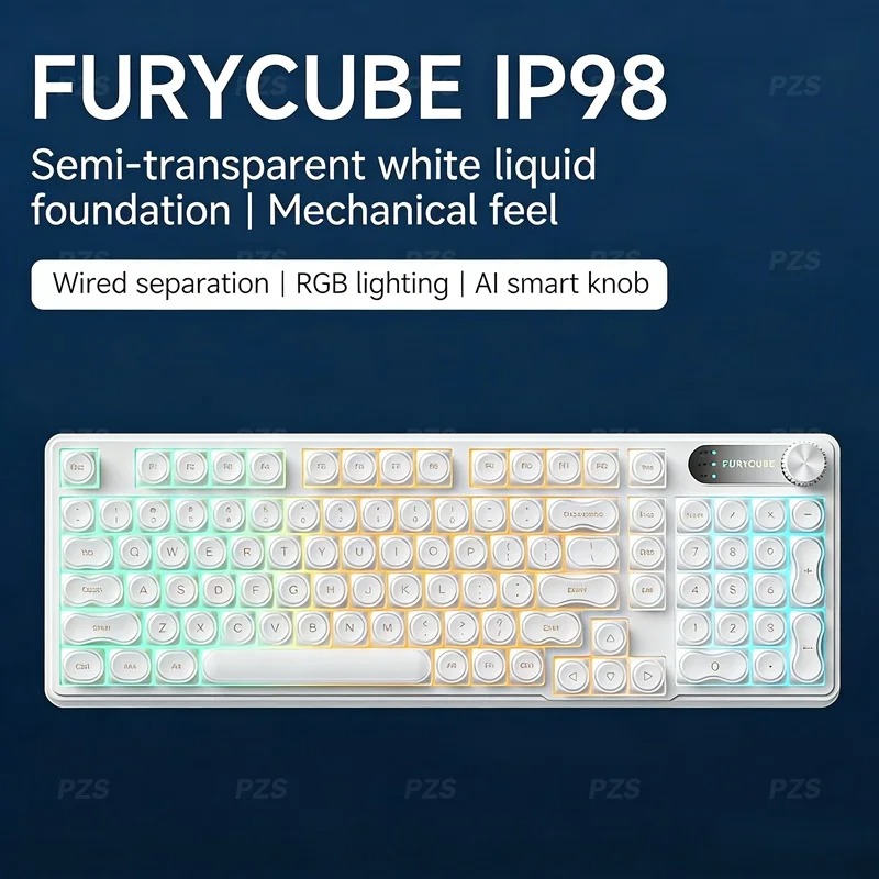 Gaming Keyboard Ip98 - FURYCUBE IP98 Kabelgebundene Tastatur RGB Transluzente